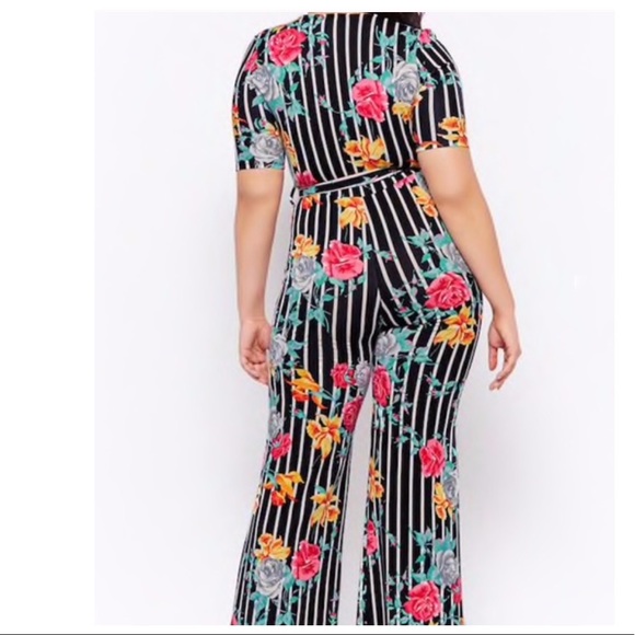 Forever 21 Floral Striped Jumpsuit - Picture 2 of 2